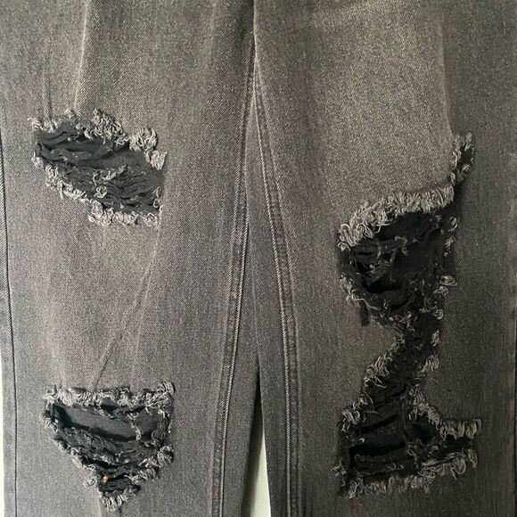 New BP Black Ripped Distressed Wide Leg Jeans 27 - Picture 2 of 10